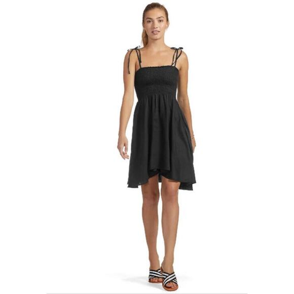 VITAMIN A Gigi Black Summer Dress Women’s SZ  SM Smocked Tie Straps EUC - Picture 1 of 5